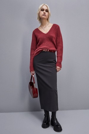 Patrizia Pepe Alpaca-blend Sweater With V-neck Rood | PJF087234