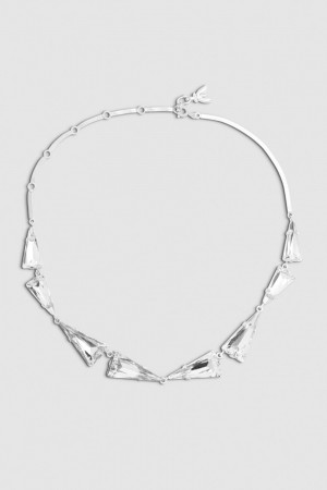 Patrizia Pepe Brass And Glass Necklace Zilver | YPK729318