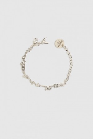 Patrizia Pepe Brass Bracelet With Rhinestones Zilver | ZIR281605
