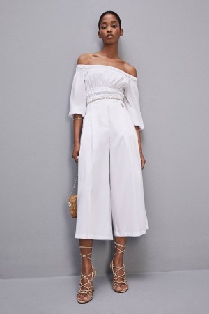 Patrizia Pepe Cropped Over Fit Pants Wit | VOM278163