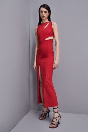 Patrizia Pepe Cut-out Jersey Dress Rood | WET596821