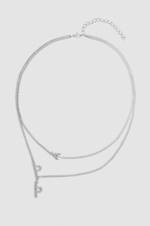 Patrizia Pepe Double Chain Brass Necklace Zilver | AJF613490