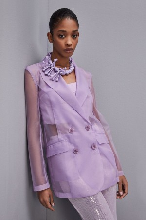 Patrizia Pepe Double-breasted Jacket With Regular Sleeves Paars | MTL604389
