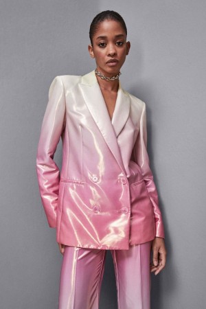 Patrizia Pepe Double-breasted Satin Blazer Jacket Gekleurd | TSV364087