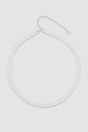Patrizia Pepe Elegant Rhinestone Belt Zilver | UIW180642