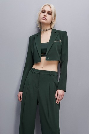 Patrizia Pepe Essential Crepe Jacket With Zipper Groen | ZML548163