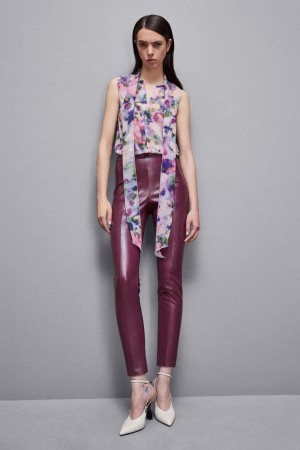 Patrizia Pepe Faux Leather Leggings Paars | QDI406723
