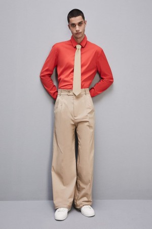 Patrizia Pepe Fitted Shirt Without Pleats In Viscose Twill Rood | HGS815403