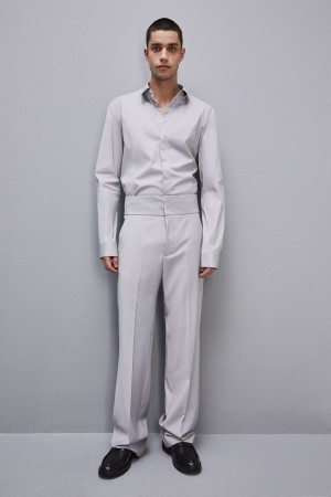 Patrizia Pepe Fitted Shirt Without Pleats In Viscose Twill Grijs | OJW896041