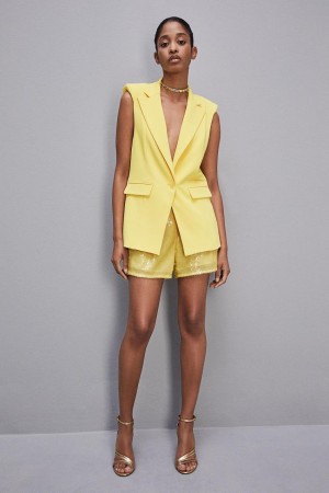 Patrizia Pepe Fluid Twill Sleeveless Vest Geel | MBO308621