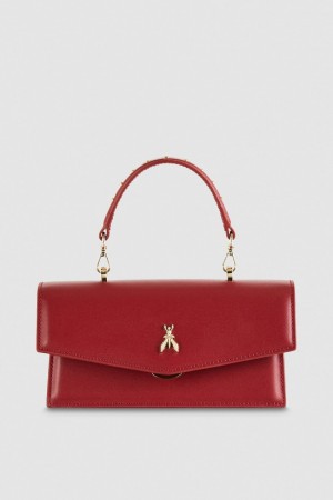 Patrizia Pepe Fly Bamby Leather Shoulder Bag Rood | YVS231584