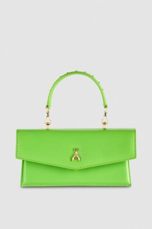 Patrizia Pepe Fly Bamby Leather Shoulder Bag Groen | XVJ138965