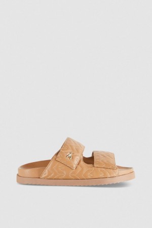 Patrizia Pepe Fly Slippers Monogram Beige | LBR026517