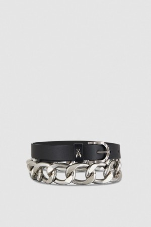 Patrizia Pepe Golden Maxi Chain Belt Zwart | RNI437250