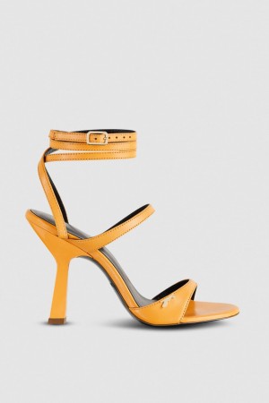 Patrizia Pepe Heeled Sandal With Green Leather Sole Oranje | QLM023684