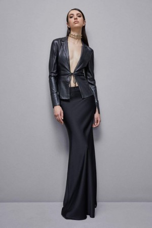 Patrizia Pepe Leather-effect Overshirt Jacket Zwart | LVF754639