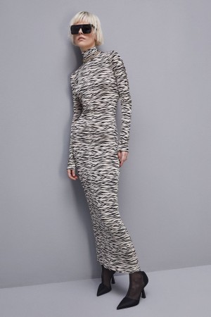 Patrizia Pepe Long Slim Fit Dress Animalier | OKV074312