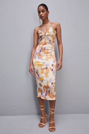 Patrizia Pepe Midi Dress With Cut-out And Asymmetrical Straps Gekleurd | WSD701358