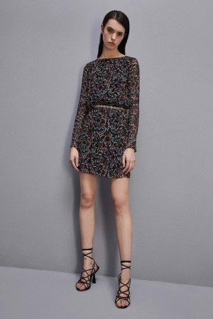 Patrizia Pepe Mini Patterned Dress Zwart | DVH369075