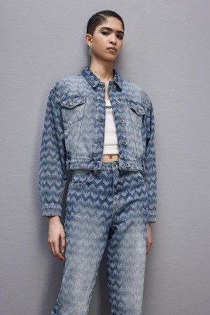 Patrizia Pepe Monogram Denim Jacket Blauw | TLY309826