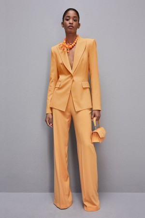 Patrizia Pepe One-button Jacket In Sablè Crepe Fabric Oranje | VYS123784