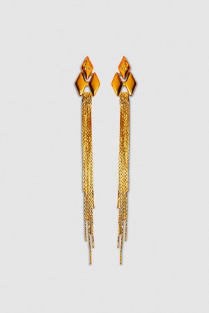 Patrizia Pepe Pendant Earrings With Micro Fly Links And Metal Fringing Oranje | JPS418072