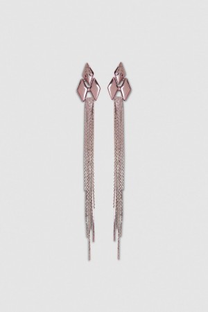 Patrizia Pepe Pendant Earrings With Micro Fly Links And Metal Fringing Roze | EWT509412