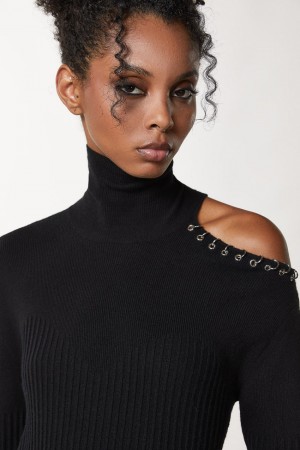 Patrizia Pepe Piercing Cut-out Sweater Zwart | XYT201473