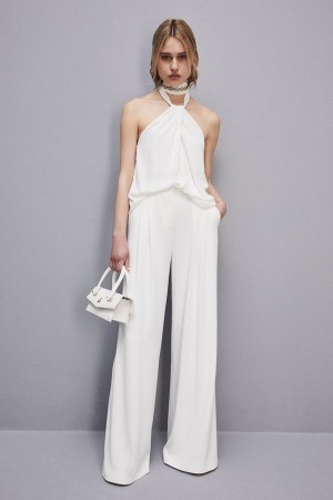 Patrizia Pepe Pleated Pants In Fluid Twill Wit | LOT503892