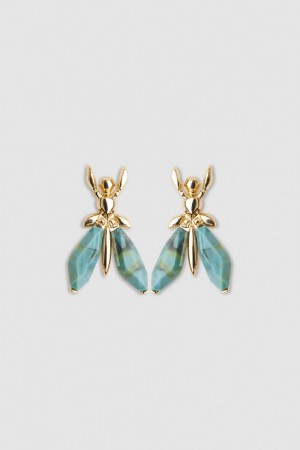 Patrizia Pepe Precious Fly Earrings With Stones Groen | LCQ582617