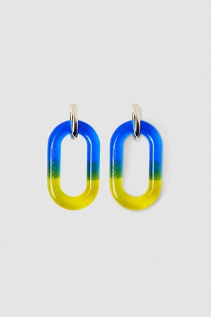 Patrizia Pepe Shaded Maxi Chain Logo Earrings Blauw | SDF086947