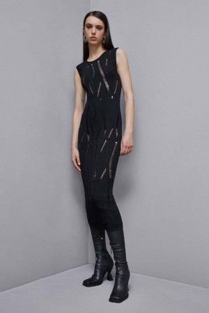 Patrizia Pepe Sleeveless Long Dress Zwart | HEX820197