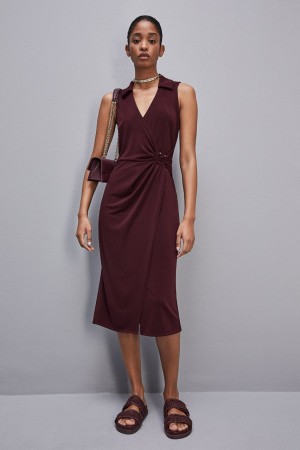 Patrizia Pepe Sleeveless Midi Jersey Dress Paars | WIR579462
