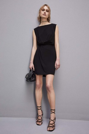 Patrizia Pepe Stretch Jersey Boat-neck Dress Zwart | SYM498731