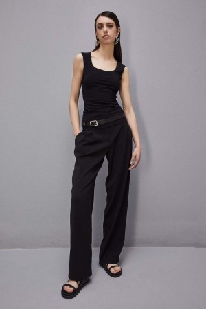 Patrizia Pepe Stretch Jersey Tank Top Zwart | NRB183267