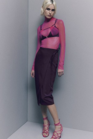 Patrizia Pepe Stretch Tulle Turtleneck Roze | UGC531647