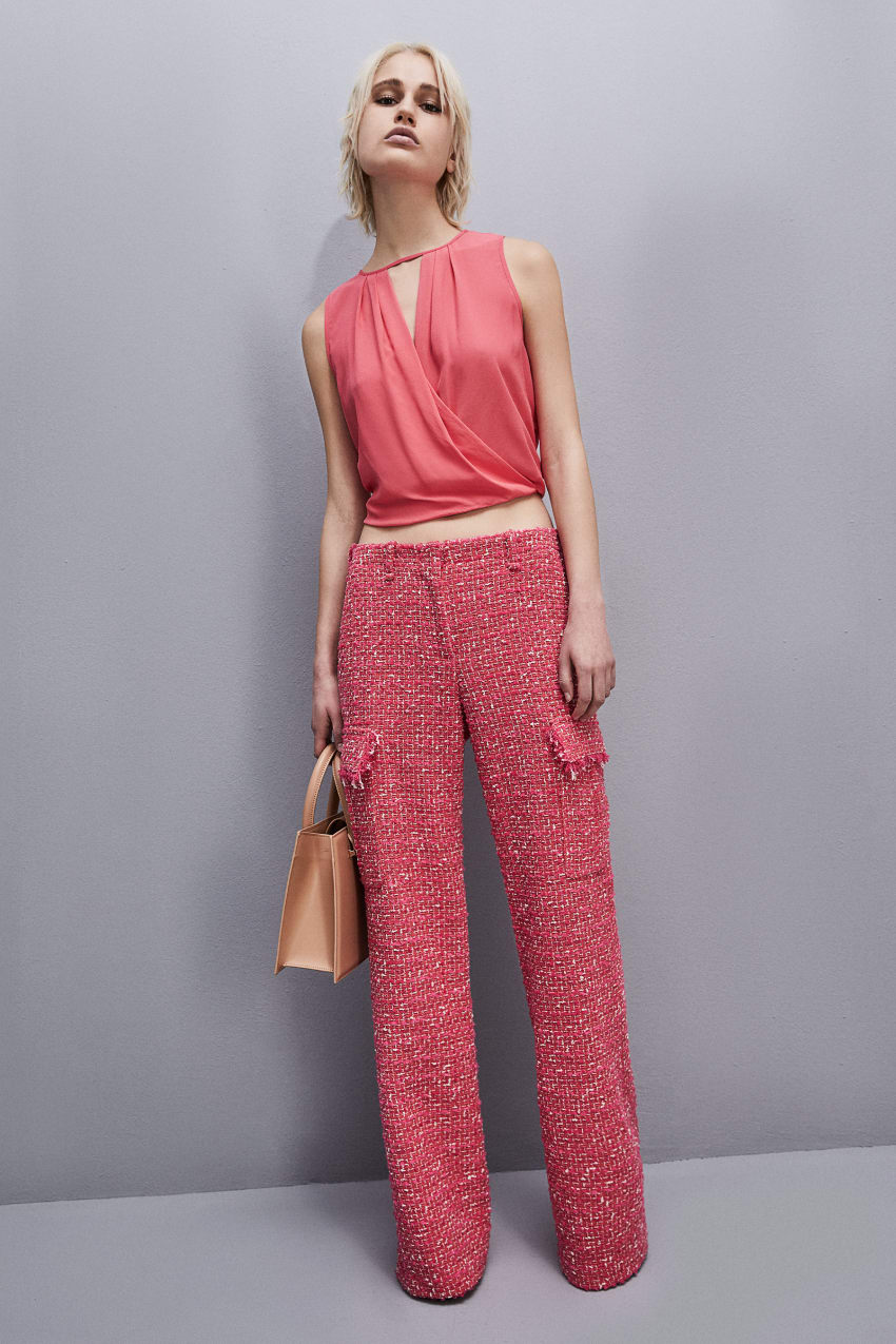 Patrizia Pepe Essential Crossover Top Roze | VZF538429