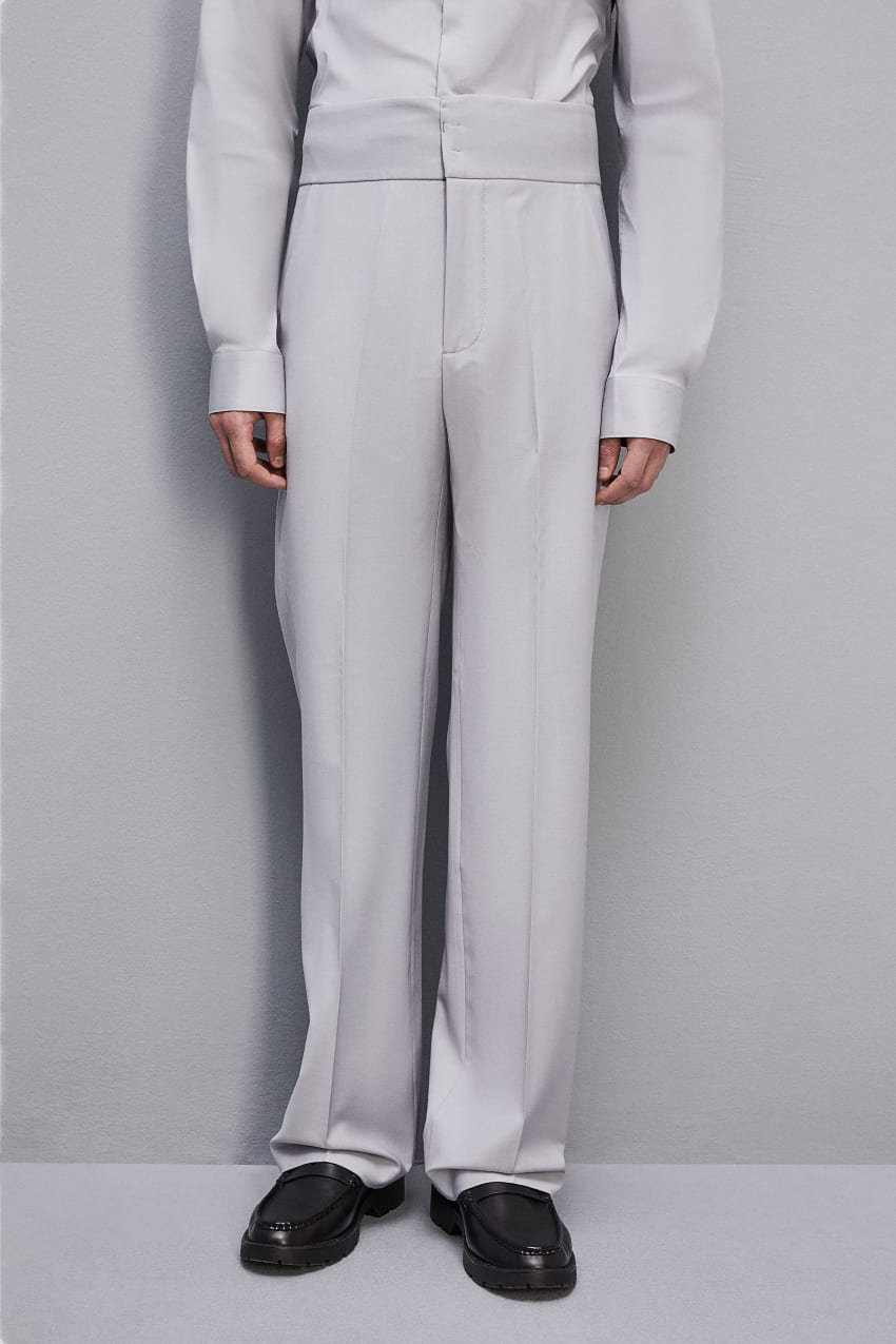 Patrizia Pepe High-waisted Pants In Cool Wool Grijs | CAO015382