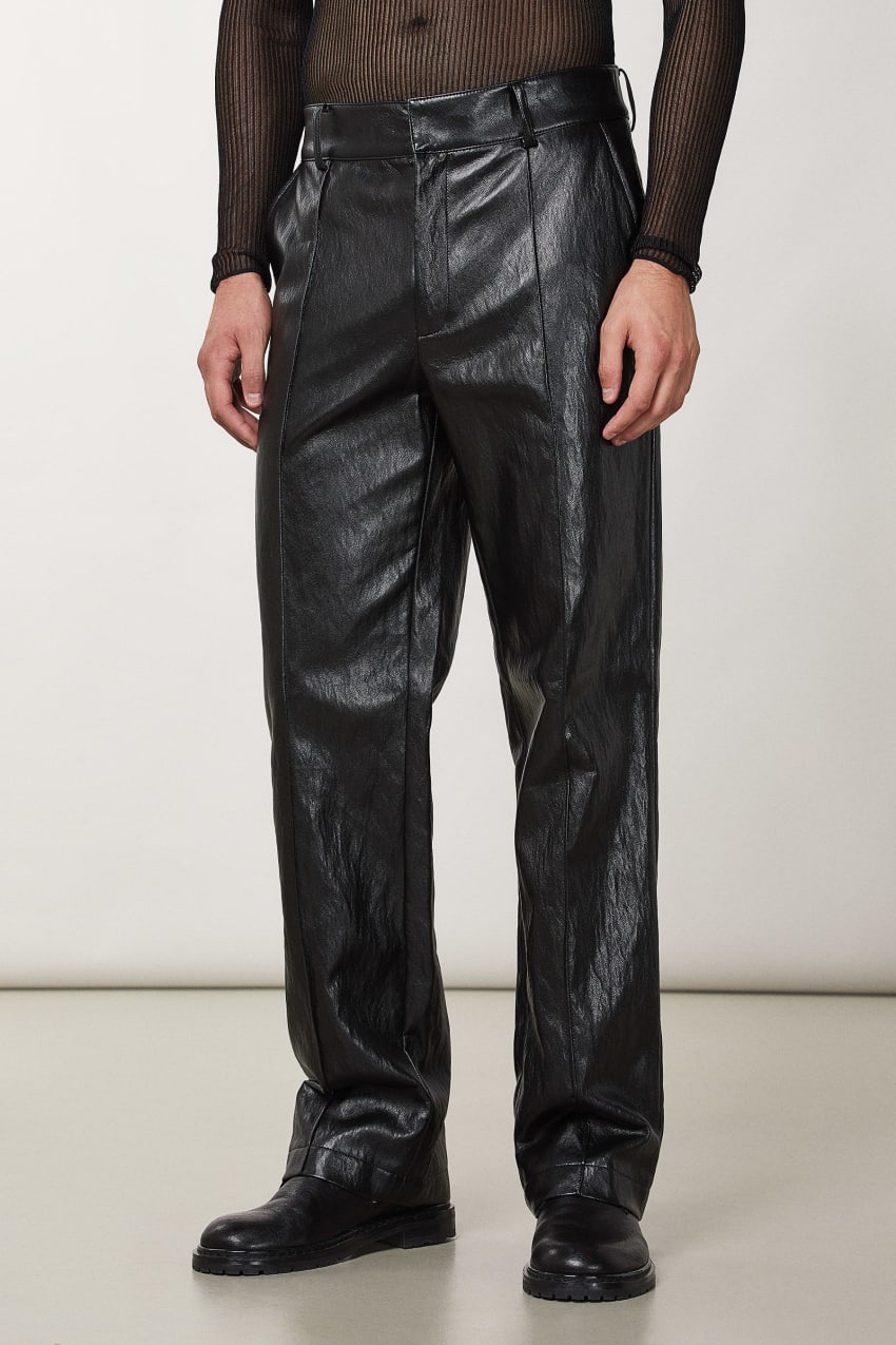 Patrizia Pepe Regular Fit Pants In Coated Fabric Zwart | HTX412869