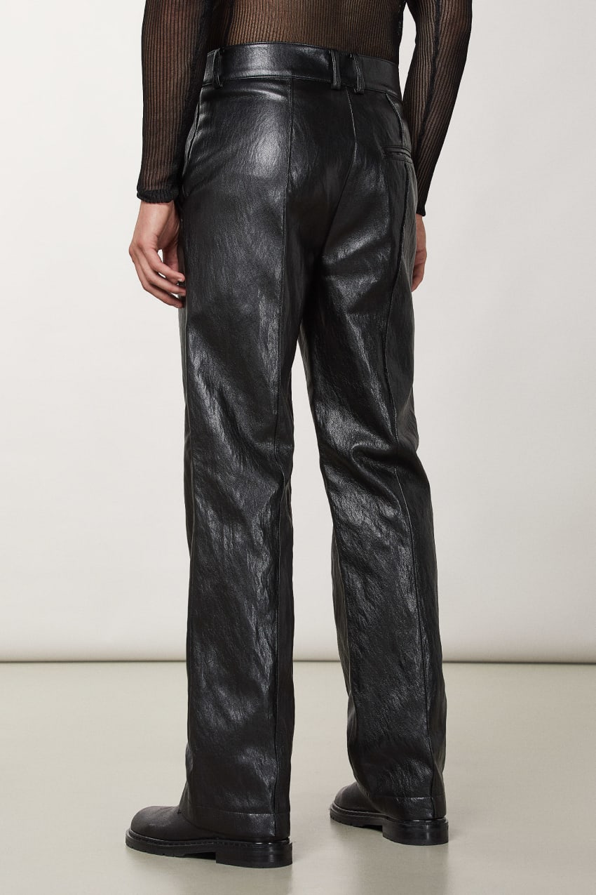 Patrizia Pepe Regular Fit Pants In Coated Fabric Zwart | HTX412869